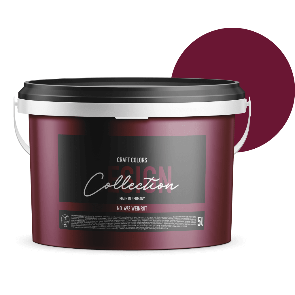 5L Wandfarbe edelmatt Weinrot No. 492 Design Collection - Craft Colors