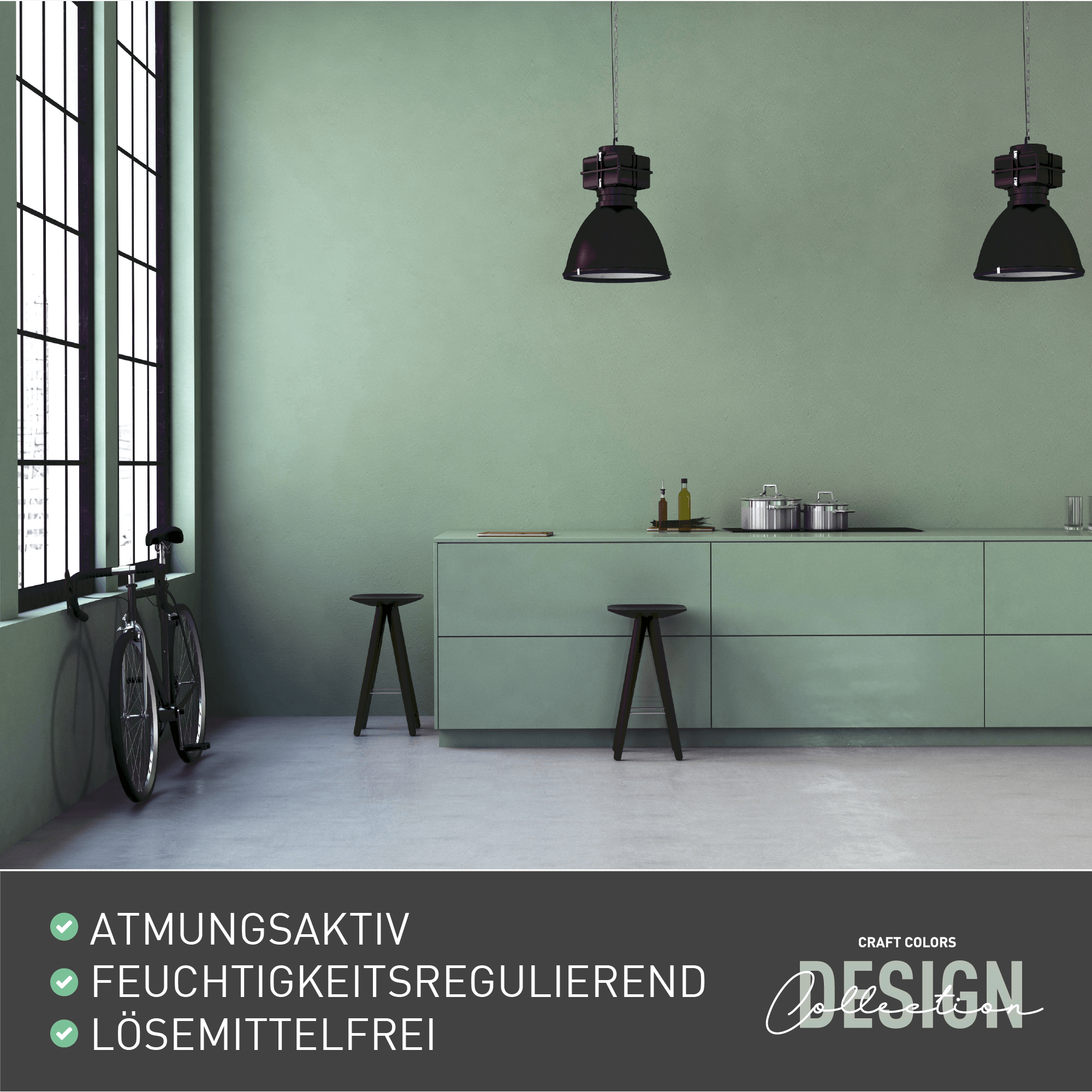 Wandfarbe edelmatt Salbeigrün No. 640 Design Collection 5L - Craft Colors