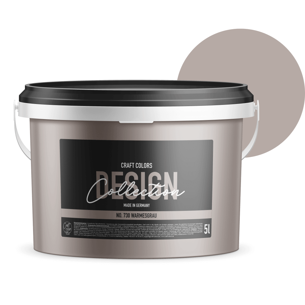 5L Wandfarbe edelmatt warmes Grau No. 730 Design Collection - Craft Colors