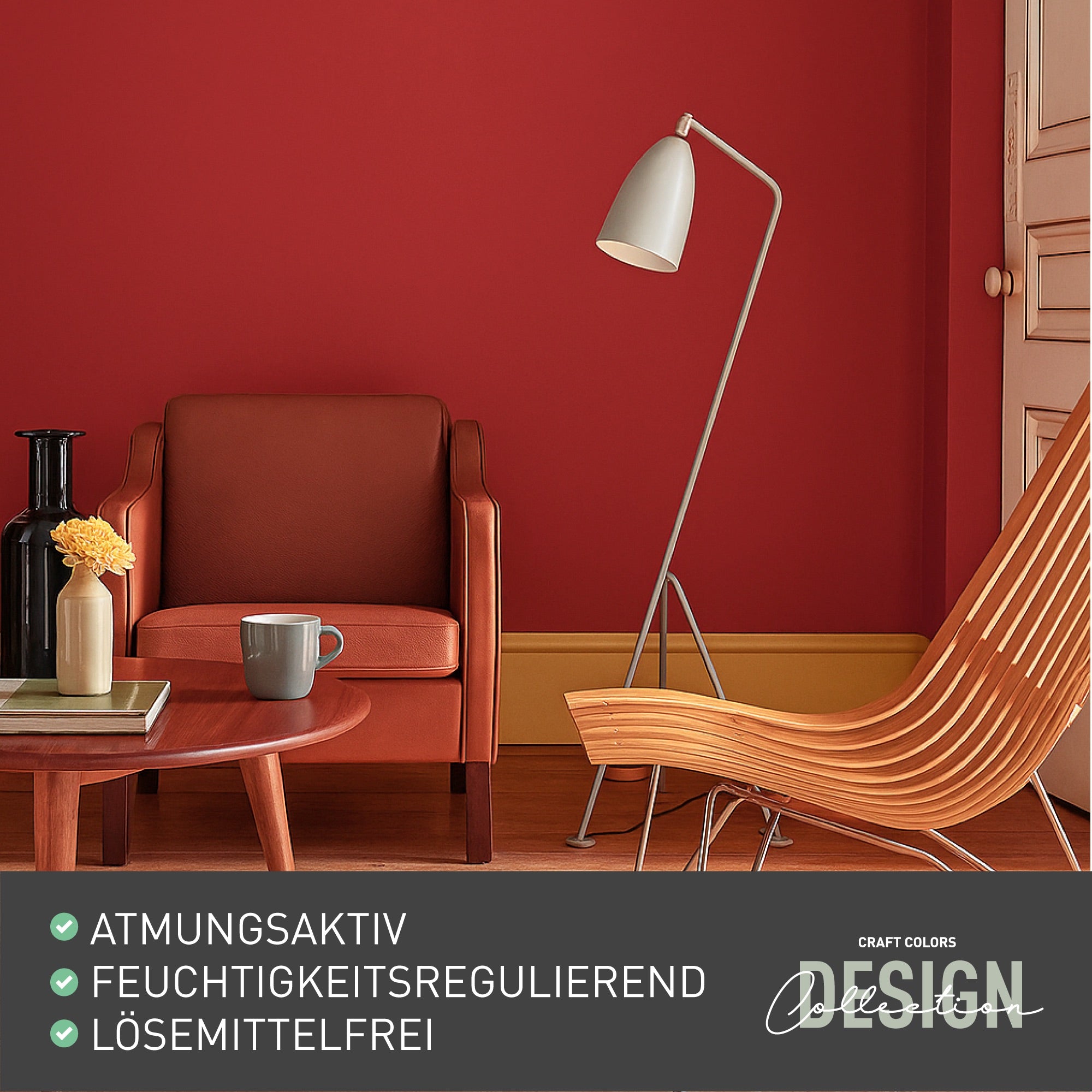 Wandfarbe edelmatt rot (Laubrot) No. 451 Design Collection 5L