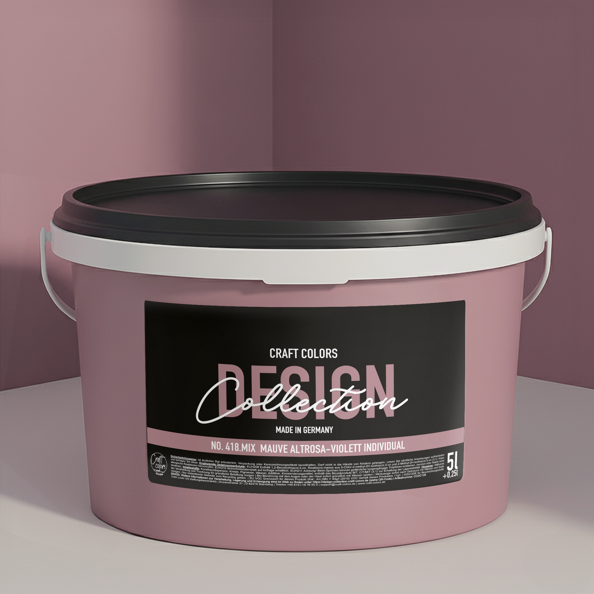 Wandfarbe Mauve Altrosa-Violett No.418.mix Individual ( 5,25 L) edelmatt